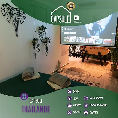 Capsule Thailande I Sauna I Balnéo I Console I jeux en bois I Cinéma I cour intérieure Trith-Saint-Leger Extérieur photo